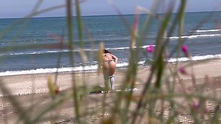 POV Stranger was peeping on girl and she let him fuck her on the beach