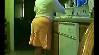 Getting nasty with my chubby mature Mexican wife in kitchen