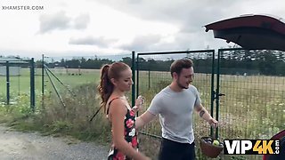 Vip4k. red riding rubber hood loves to display her snatch in her boyfriend\u2019s car