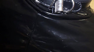 Ring Gag Latex Vibrator and Blowjob