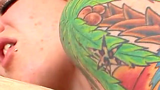 Black guy fucks his blonde tattooed girlfriend with his huge dick