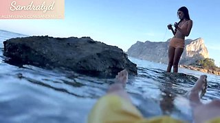 Spanish teen Sandralydx gives intense outdoor handjob and blowjob until cum swallow in mouth POV