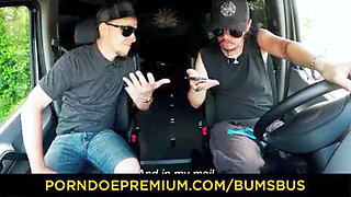 BUMS BUS - Queen Paris, the voluptuous German beauty, gets picked up and fucked hard in the van