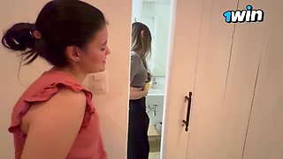 Lusty Latina Scarlett Orders Chanel to Get Off in Public Restroom