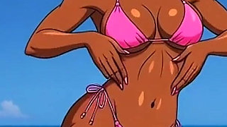 Ebony Girl Sex on the Beach. African Girl. Cartoon. the Sexiest Girls on the Planet