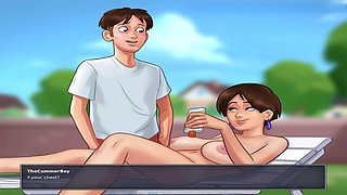 Summertime saga handjob, visual hentai, masturbation