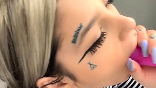 Blonde tight pussy babe solo toy fun in glamour masturbation