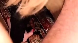 POV blowjob for big cock from blonde MILF