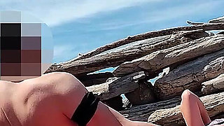 253 - Fingering Wet Pussy on Beach and Gets Caught and Interrupted by Watcher - Misscreamy