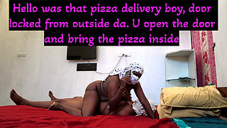 Lesbians door stuck and pizza boy