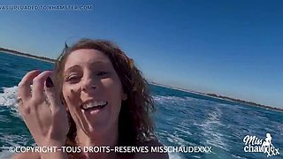 French Amateur Brunette Hardcore Outdoor Threesome - Doggystyle Fucking on Beach with Big Natural Tits and Deep Throat Blowjobs