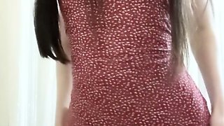 Brunette solo darling masturbating at home