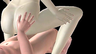 Animated 3D Porn - Beautiful Girl Riding Asian Man Dick in Pussy & Ass