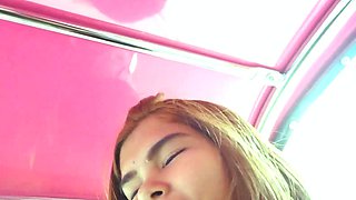 Petite Thai MILF picked up on the street with a Tuk Tuk taxi