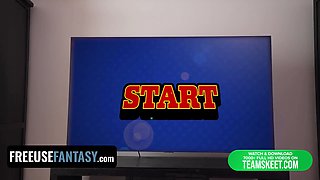 Nerdy gamer step sisters just want to be left alone to play but their step-dad freeuse them both