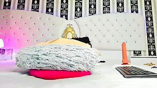Cute curly brunette solo webcam masturbation