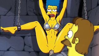 Slut in Chains Takes His Cum. Erotic Fantasy. Cartoon Parody of the Simpsons