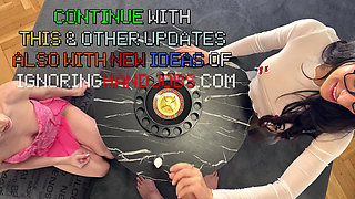 Two girls one guy Christmas Handjob Challenge House Party for fun and precum dripping oily cum