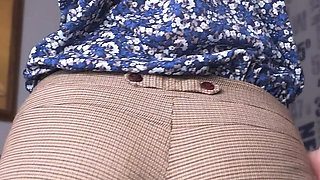 Hot Secretary Teasing Visible Panty Line In Tight Work Trousers