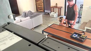Nanny Cam Catches Hot Babysitter Giving Blowjob in Kitchen - Real Amateur Caught Naked
