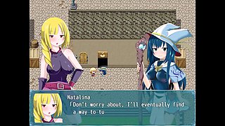 Anime girls with big boobs in a wild group scene featuring succubus and huge cocks