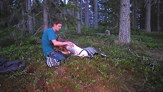 Swedish amateur couple first time in forest - Sessa Skye gets fucked doggystyle 4K