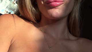 JOI Instructions with Lots of Saliva I Hold My Pussy Open Blonde 18 Year Old with Big Tits Tattoos and Hairy Pussy