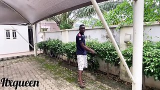 Giant African Cock Gardener Fucks Amateur Ebony Girl Outdoor BBC Blowjob