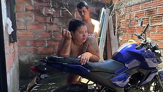Lexly_16 Neighbor Fucks Me Hard After Washing Bike - Cum In Mouth & Rough Sex