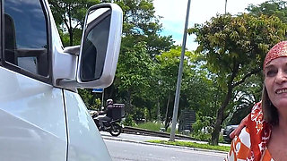 Granny Ass Destroyed by a BBC in Driving Van