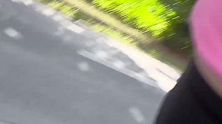 Cute Roller Skater with Braids Shows You Tits