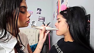 Hot brunette lesbians toys and pussy eating