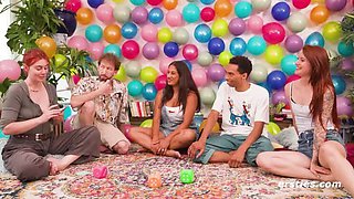 Truth Or Dare Ring Game: 5 Hot Singles Risky Card Sex - German Amateurs Kali & Muriel Group Fuck