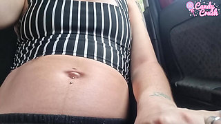 Pregnant Teen Slut Showing off in the Uber