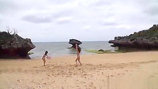 Asian lovelies enjoy flaunting themselves on the beach