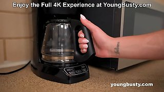 Horny Laura Fox sucks Dave March cock instead of making coffee at YoungBusty