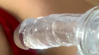 Teasing myself with my new toy while he watches