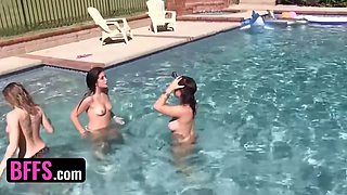 Bffs - Keisha Grey and her naughty gfs in swimsuit get horny in hot Summer Day by the pool