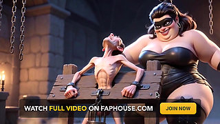 Fat Dominatrix Whips Slaves Caged Penis - Extreme Humiliation