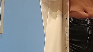 Takes off Her Underwear and Puts on Skinny Jeans and Shirt