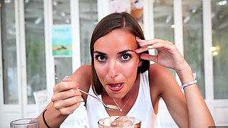 Blonde amateur enjoys the feeling of masturbating outdoors