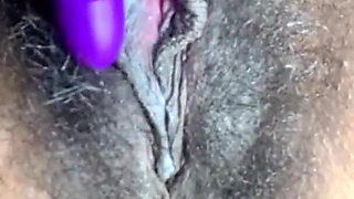 Close up Stimulating My Big Clit Hairy Pussy Creaming