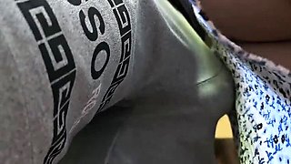 Almost Caught on Subway: Stranger Cums Hard in Her Panties