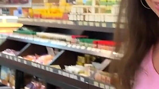 Cumwalk in Public Supermarket - Facial Fetish Outdoor Blowjob