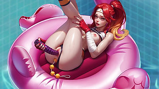 Wet pussy dildo fuck with Use Beads in ass 3d Horny Villa