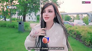 Horny nymph kneads beaver in crowded cafe, heads to street for blowjobs-pinkloving, public onanism gone wild!