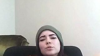 Lovely Amateur teen brunette masturbating outdoor