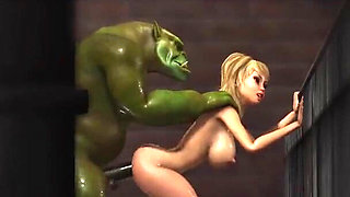 Crazy fuck in the sewer! Sexy blonde gets fucked hard by a green monster