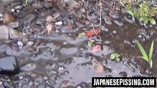 Girls struggle to hold pee and take double leaks outside