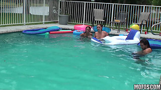 Real Slut Party - Sexy Sunni Mayweather & Bridgete Turn a Pool Party Into a Wild Hardcore 4some